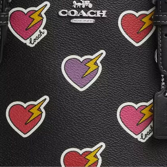 🔥🎁NWT! Coach Mollie Tote Bag 25 Heart Bolt Print Msrp: $378.00 - Picture 5 of 7